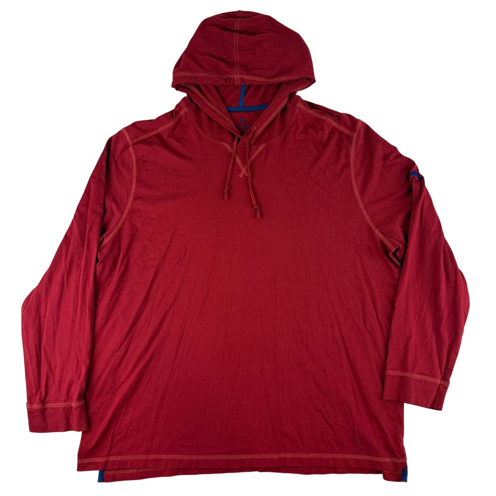 Tommy Bahama Light Hoodie Mens XXXL Red Pima Cotton Long Sleeve Marlin Pullover